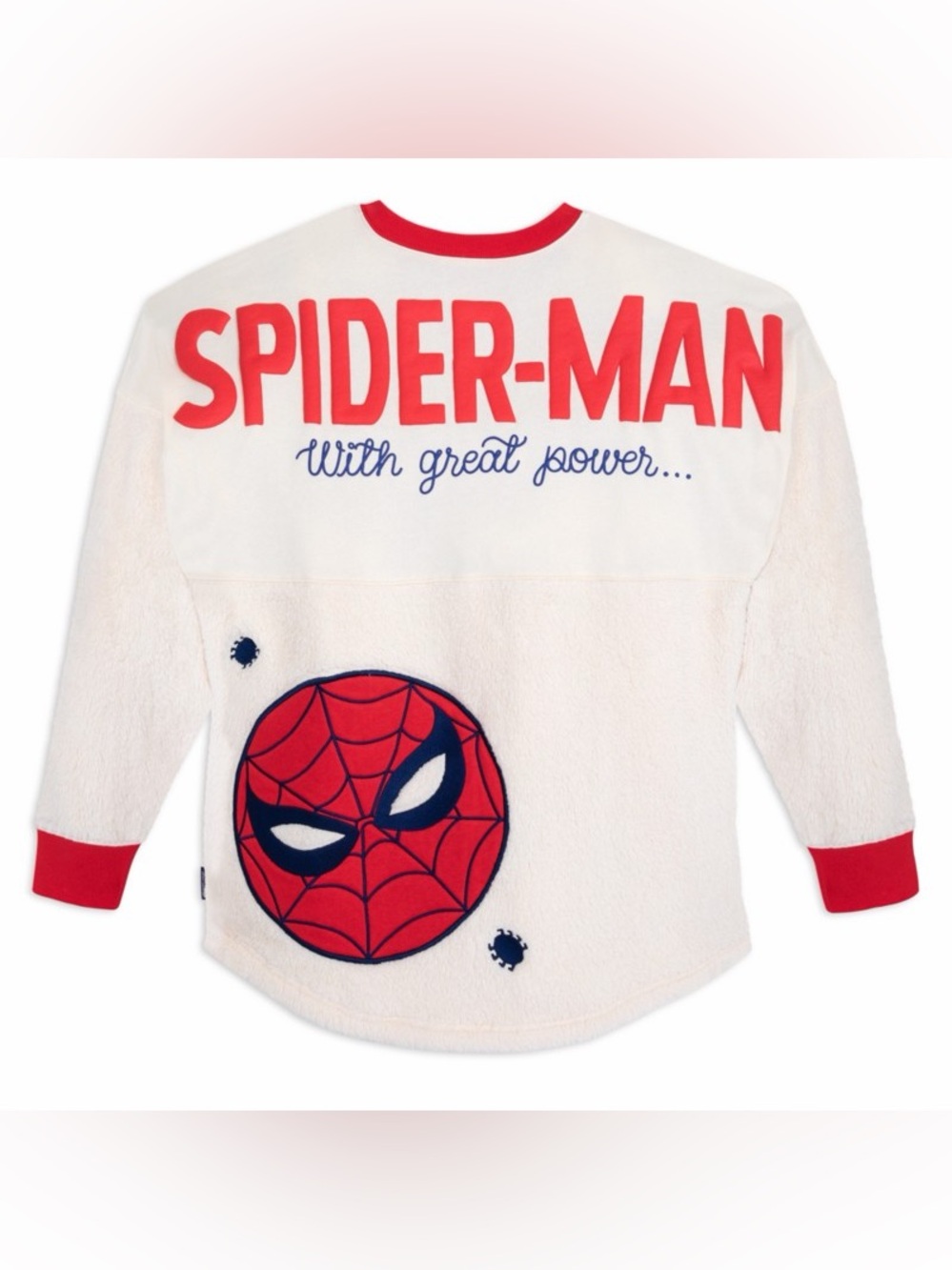 MARVEL SPIRIT JERSEY SPIDER MAN WITH GREAT POWER SWEATSHIRT CRÈME WOMENS LARGE